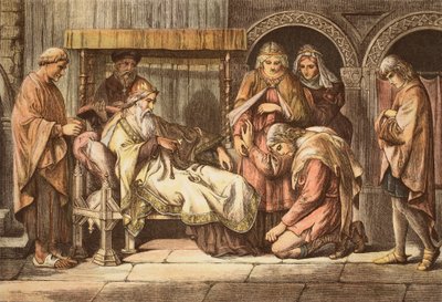 Harold, de retour de Normandie, se présente à Édouard le Confesseur, gravé par JD Cooper - Daniel Maclise