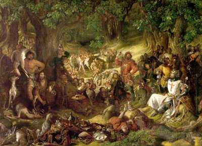 Robin des Bois et ses Joyeux Compagnons divertissant Richard Cœur de Lion dans la forêt de Sherwood - Daniel Maclise