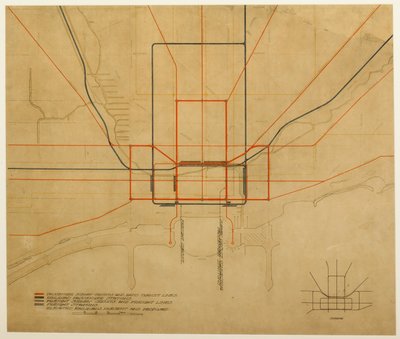 Planche 75 du Plan de Chicago : Chicago. Diagramme de la ville, montrant le système complet - Daniel Burnham