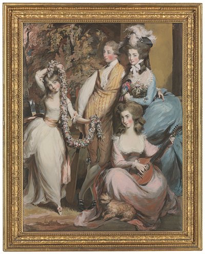 Portrait en pied de Mary Sturt de Crichel (1740-1807) avec ses trois enfants aînés, Diana, Mary et Humphry (détail) - Daniel Gardner
