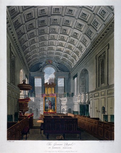 Vue intérieure de la Chapelle Royale au Palais de St James, Westminster, Londres, 1816 - Daniel Havell