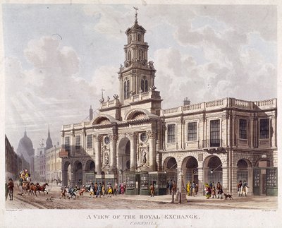 Bourse Royale 2ème extérieur, Londres, 1816 - Daniel Havell