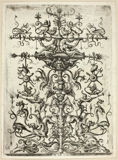 Ornement avec arabesques, 1526/30, imprimé en 1684 - Daniel Hopfer
