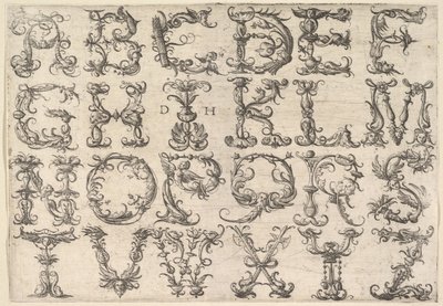 Alphabet majuscule romain orné, vers 1520 - Daniel Hopfer