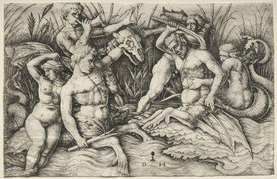 Deux tritons se battant - Bataille des dieux de la mer (partie droite) - Daniel Hopfer