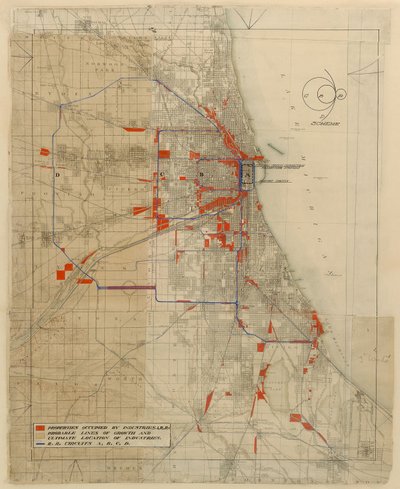 Plan de Chicago, Chicago, Illinois, Diagramme des circuits ferroviaires - Daniel Hudson Burnham