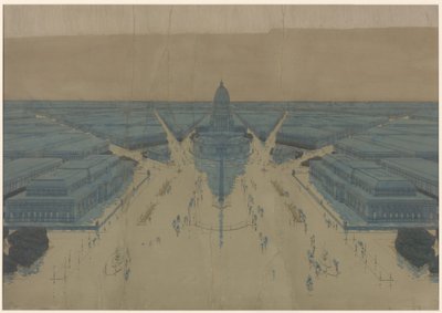 Vue de la place et des bâtiments proposés pour le Civic Center, plan de Chicago de 1909 - Daniel Hudson Burnham