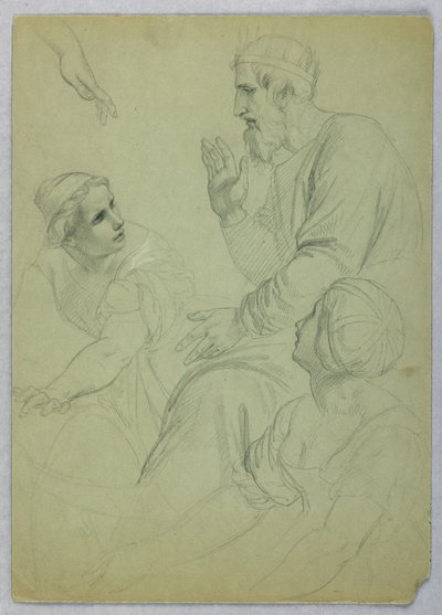 Dessin, Roi et deux femmes, Separ, vers 1845 - Daniel Huntington