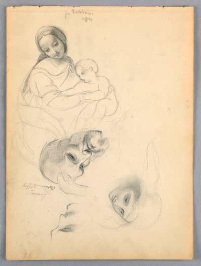Dessin, Madone et enfant d