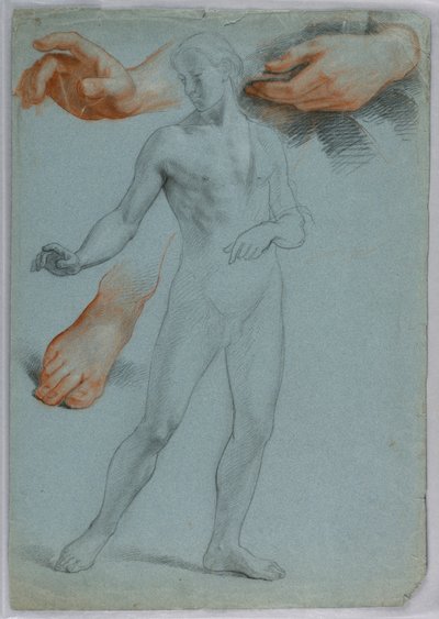 Dessin, Nu masculin debout, Separ, 1858 - Daniel Huntington