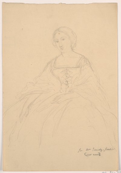 Dessin, Mme Sheppard Gandy assise ; verso : croquis au trait, 1859 - Daniel Huntington