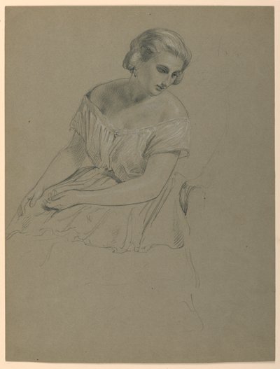 Dessin, étude pour la "Réception de Martha Washington", 1860 - Daniel Huntington
