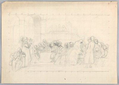 Dessin, étude pour le "Groupe scientifique", 1858 - Daniel Huntington