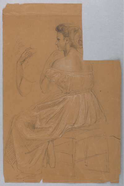 Dessin, étude pour "Titian Showing", 1872 - Daniel Huntington
