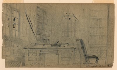 Dessin, bibliothèque de Washington Irving à Sunnyside, 16 mars 1860 - Daniel Huntington
