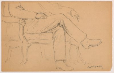 Dessin, William H. Macy assis, bas du corps ; verso : main droite, 1884 - Daniel Huntington