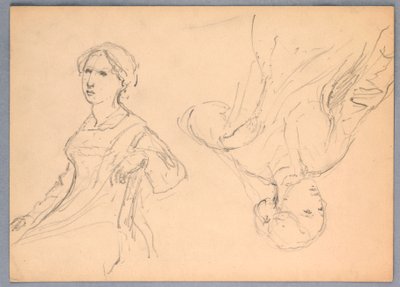 Dessin, Femme assise, deux études, 1870 - Daniel Huntington