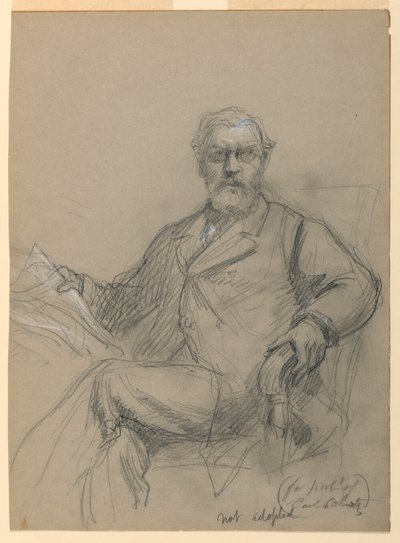 Dessin, Carl Schurz assis en train de lire, 1899 - Daniel Huntington