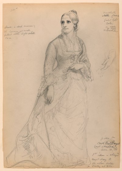 Mme Rutherford B. Hayes debout, avec étude séparée de la main gauche - Daniel Huntington
