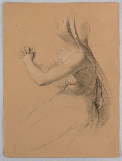 Étude de femme priant pour "Communion des malades" - Daniel Huntington