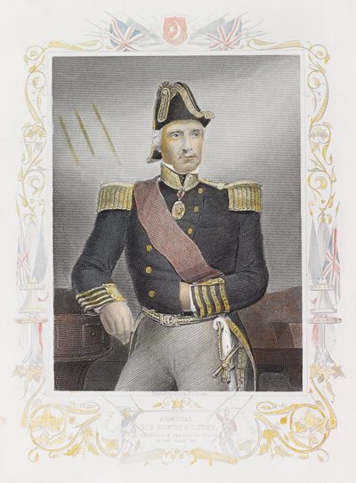 Amiral Sir Edmund Lyons (gravure en couleur) - Daniel John. Pound