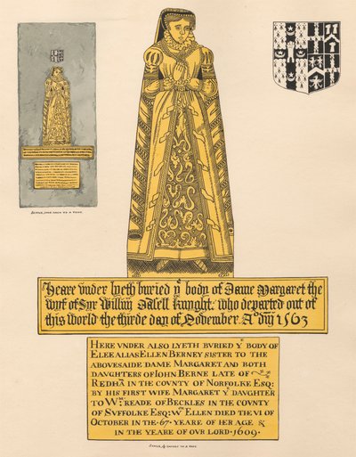 Plaque de laiton pour Dame Margaret Dalett et Ellen Berney de l