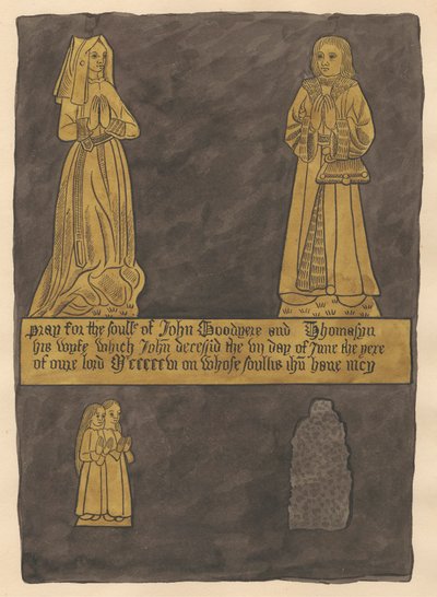 Plaque de Laiton pour John et Tomasina Goodyere de l