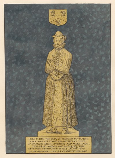 Plaque de laiton pour Mme Hester Heve de l