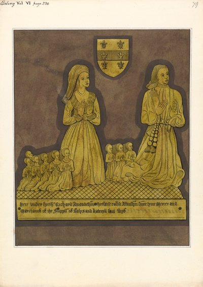 Plaque de laiton pour Richard Amondesham et sa femme Katherine, église d