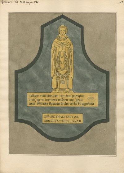 Plaque de laiton pour Thomas Symons de l