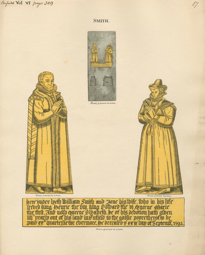 Plaque de laiton pour William et Jane Smith de l
