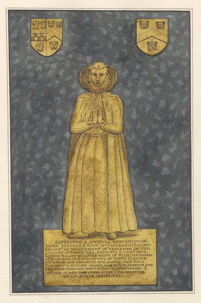 Plaque de laiton pour Elizabeth Harvey de l