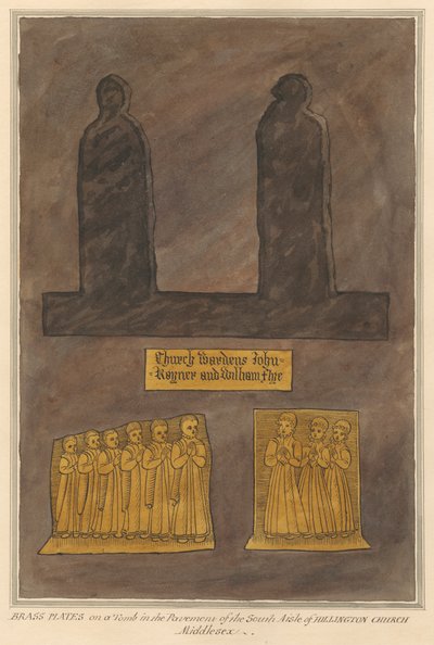 Plaques de laiton sur une tombe non identifiée dans le pavé de l