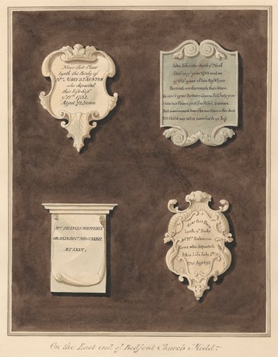 Mémoriaux à Mme Mary Staunton, John Silvester, Mme Frances Whiterly et Mme Rebecca Lone de l
