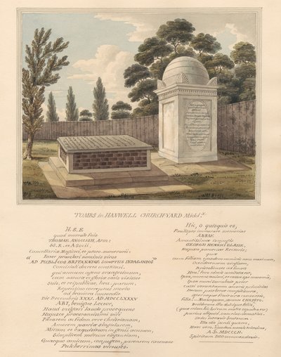 Tombes de Thomas Anguish et Anna Glasse, du cimetière de Hanwell - Daniel Lysons