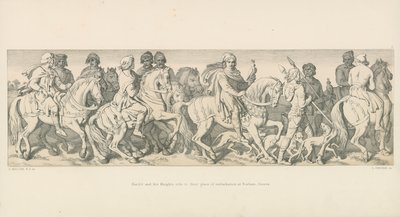 Harold et ses chevaliers chevauchent vers leur lieu d