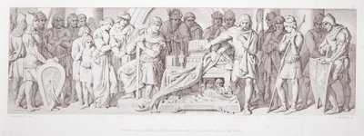 Le serment de fidélité de Harold à Guillaume, prêté sur les reliques cachées des saints, de 