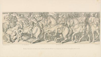 Matin de la bataille. Le chef normand Taillefer, mène l