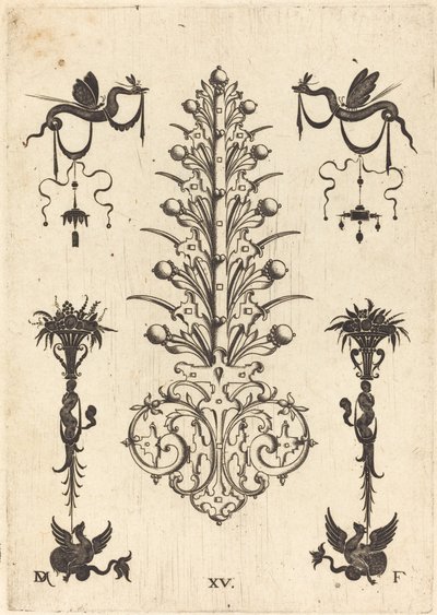 Broche en forme de jacinthe avec serpents ailés en haut et animaux ailés en bas - Daniel Mignot