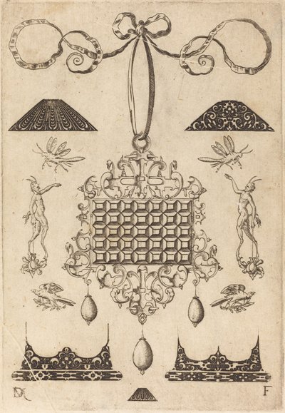 Grand pendentif avec carré de 35 pierres plates - Daniel Mignot