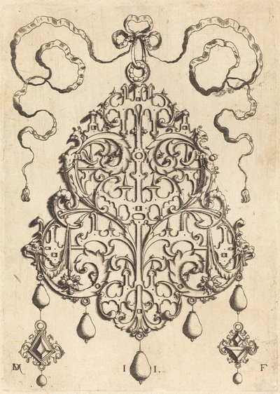Grand Pendentif en Orfèvrerie avec Deux Boucles d
