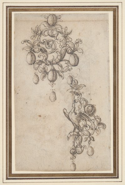 Deux dessins pour des broches avec des perles (recto); Dessin pour une broche (verso) - Daniel Mignot