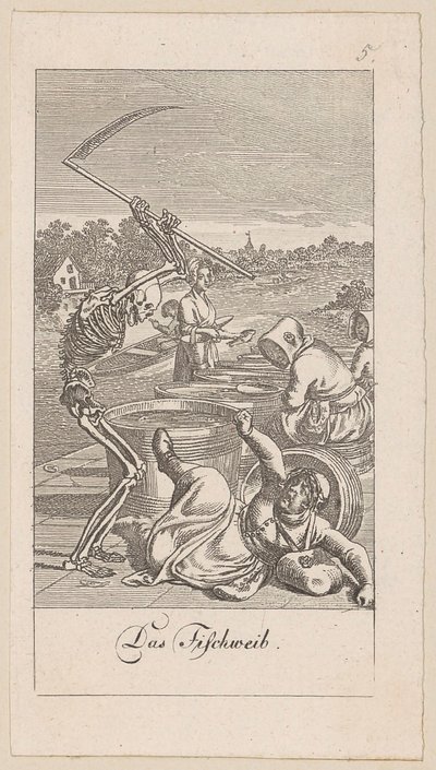 Marchande de poisson, planche 5 de la série « La danse macabre » - Daniel Nikolaus Chodowiecki