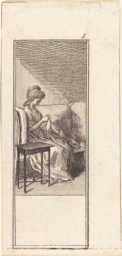 Fille assise, cousant - Daniel Nikolaus Chodowiecki