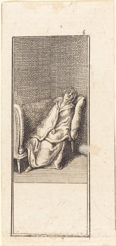 Fille dormant sur un canapé - Daniel Nikolaus Chodowiecki