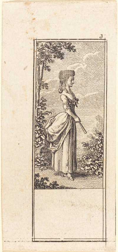 Fille avec éventail, face à droite - Daniel Nikolaus Chodowiecki