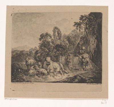 Berger et bergère avec bétail - Daniel Nikolaus Chodowiecki