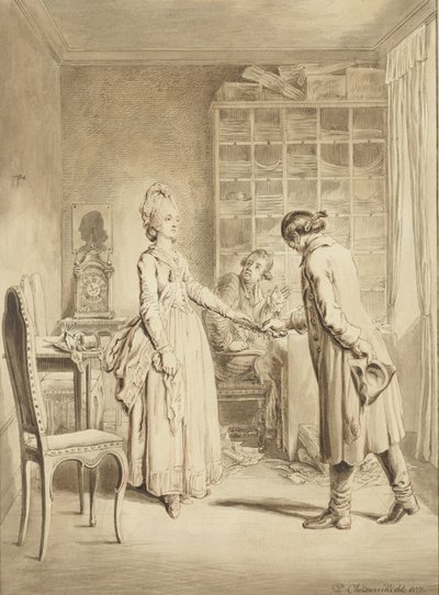 Lotte remet des pistolets au serviteur de Werther - Daniel Nikolaus Chodowiecki