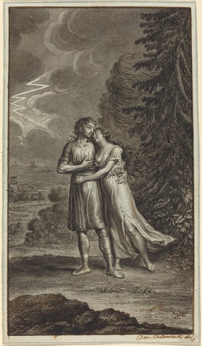 Amoureux sous un orage - Daniel Nikolaus Chodowiecki
