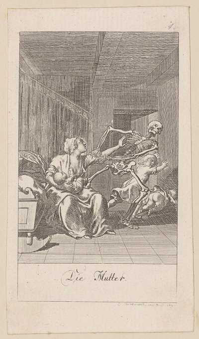Mère, feuille 1 de la série « La Danse de la mort » - Daniel Nikolaus Chodowiecki